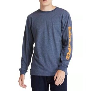NWT Timberland PRO Men Base Plate Blended Lg Sleeve T-Shirt Navy Heather Logo M